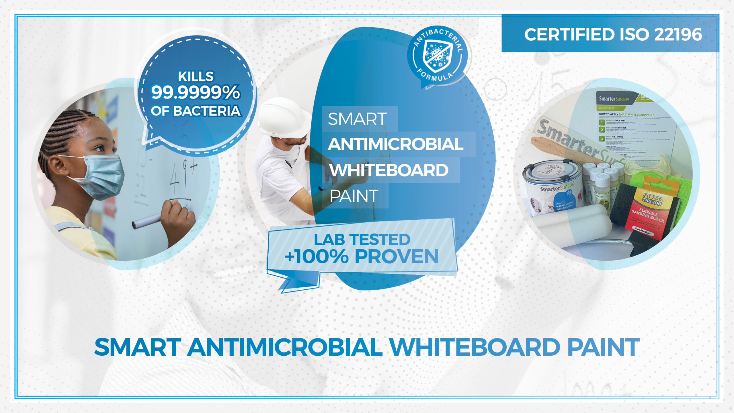 Antimikrobiyal Beyaz Yazı Tahtası Boyası - Smarter Surfaces TR Antimikrobiyal Yazı Tahtası Boyası duvar boyası ile hazırlanmış yazılır ve kuru silinir bakterileri yok eder