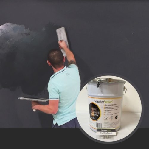 manyetik sıva- ve- manyetik sıva ambalajı- manyetik sıva uygulanmış duvar